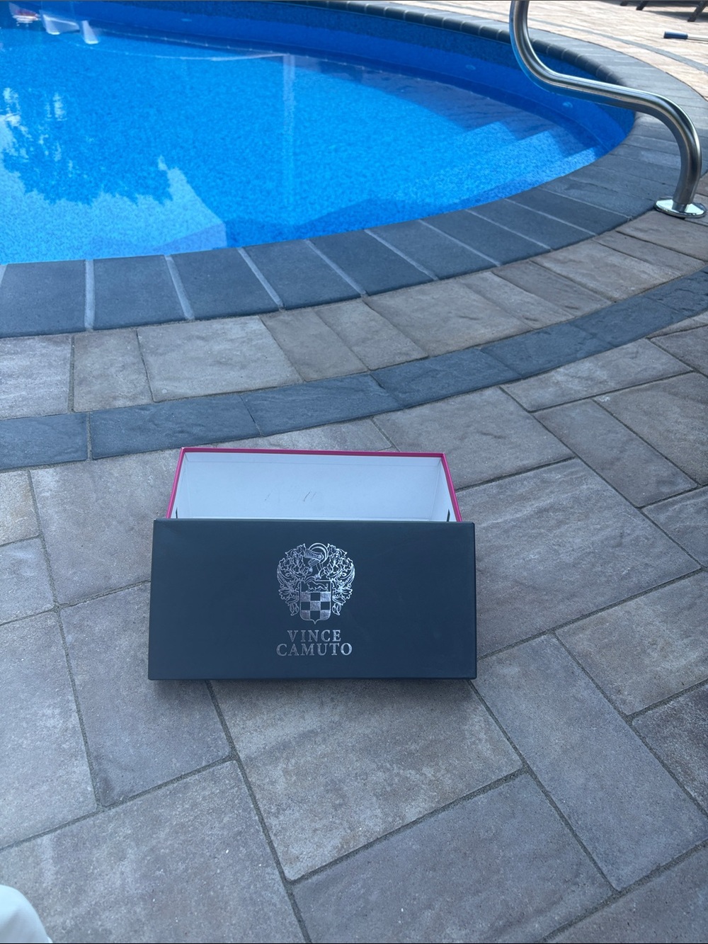 Vince Camuto empty Black Shoe Box with Pink Trim